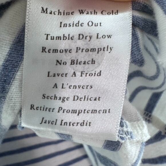 Frank & Eileen Top Womens S Blue White Striped Crew Tee Lab Long Dolman Sleeve - Picture 11 of 12